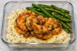 Jumbo Harissa Butter Shrimp Over Mashed Potatoes & Green Beans