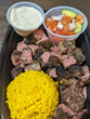 Top Sirloin with Yellow Rice, Fresh Pico De Gallo & Garlic Aioli