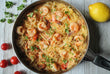 Garlic butter shrimp over spaghetti squash