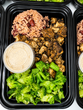 Peruvian Chicken with Broccoli, Rice & Beans, and Garlic Aioli Sauce
